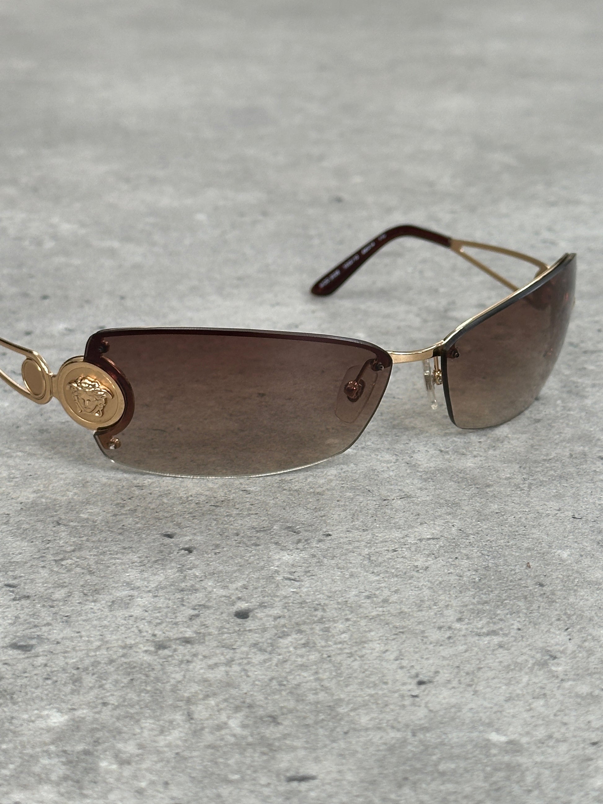 Versace 1990s Rimless Medusa Logo Sunglasses