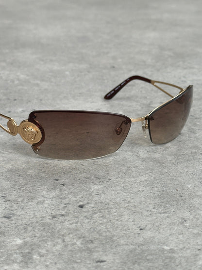 Versace 1990s Rimless Medusa Logo Sunglasses