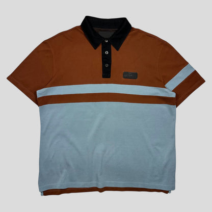 Prada 2018 Rubber Race Logo Asymmetrical Panelled Shirt - L