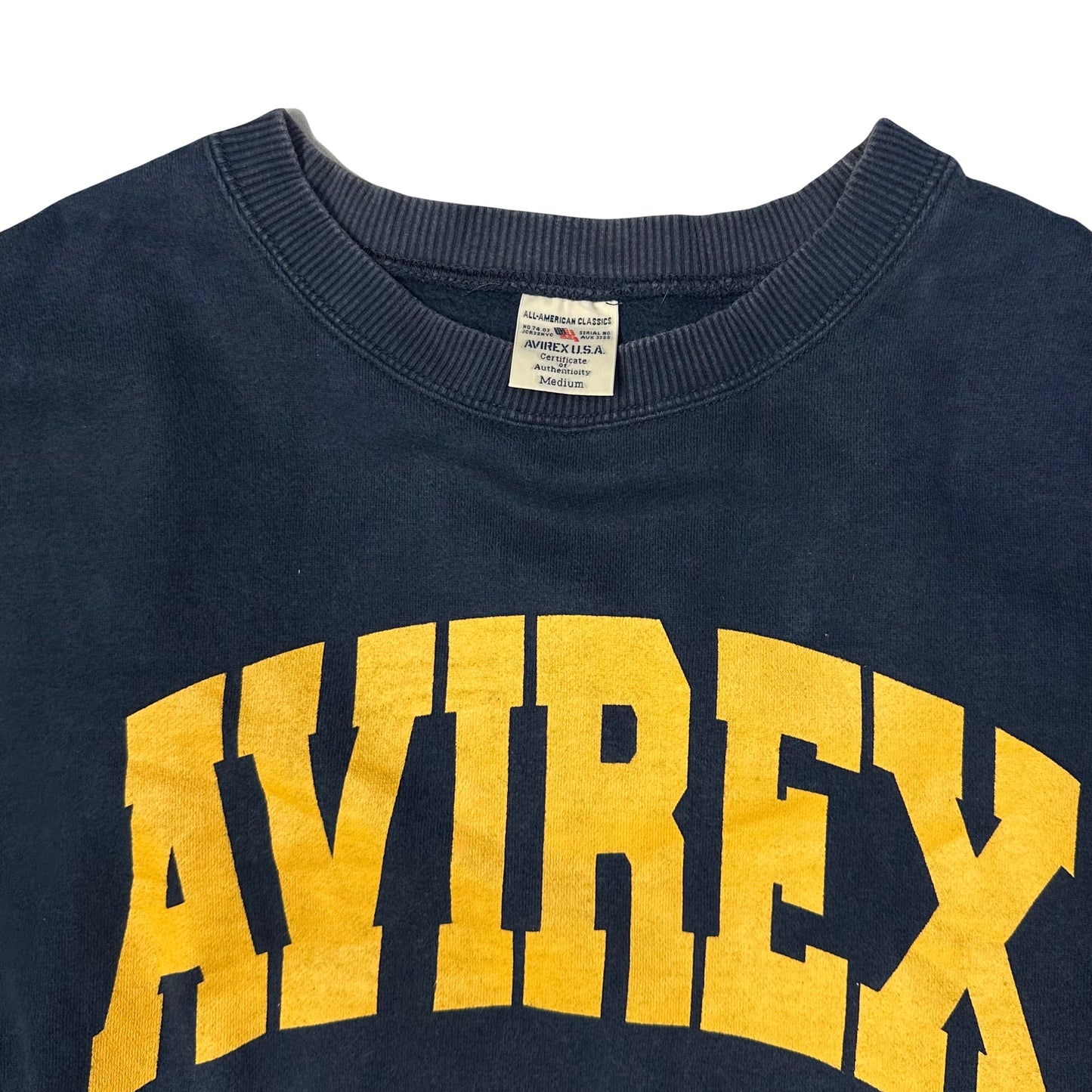 Avirex Spellout Sweatshirt In Navy & Yellow ( M )