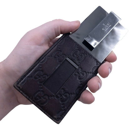 Vintage Gucci Monogram Leather Card Holder / Money CLip