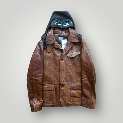 C.P. Company Leather Goggle Jacket with MTP Liner Size 50 BNWT