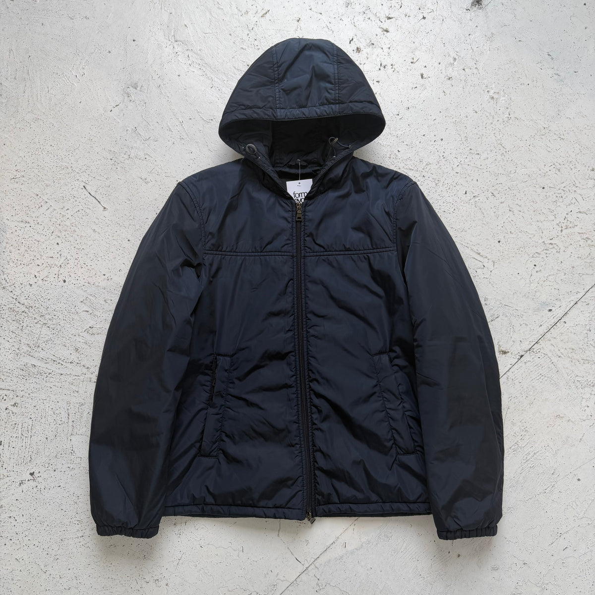 2000s prada mainline iridescent hooded padded jacket | O/S, Navy