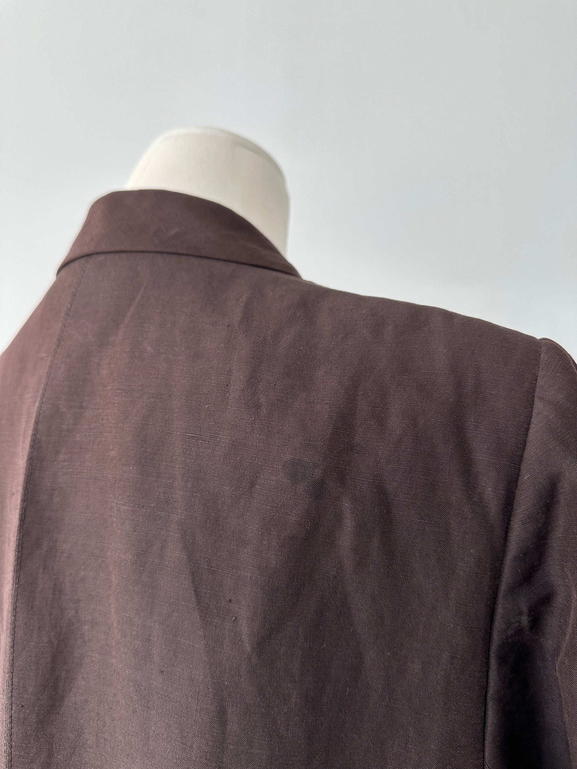 Vintage 1990s Silk Linen Single Breasted Jacket - M-L