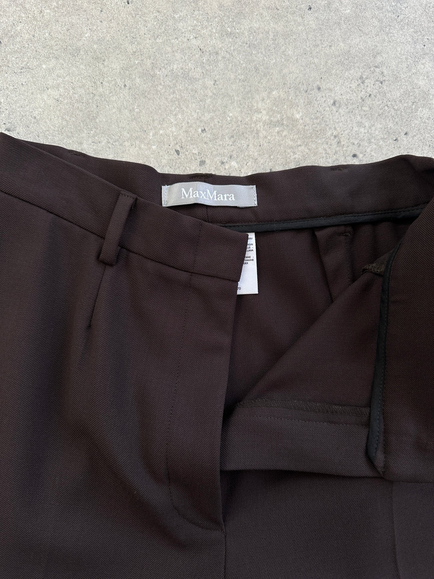 Max Mara High Waisted Wool Straight Leg Trousers - W26