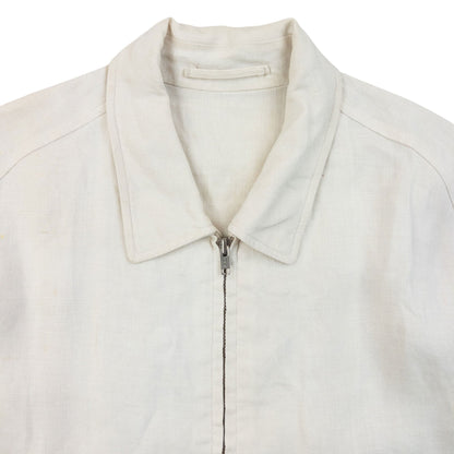 Vintage 90s Burberry Zip Up Linen Jacket Womens Size S | Small, Cream