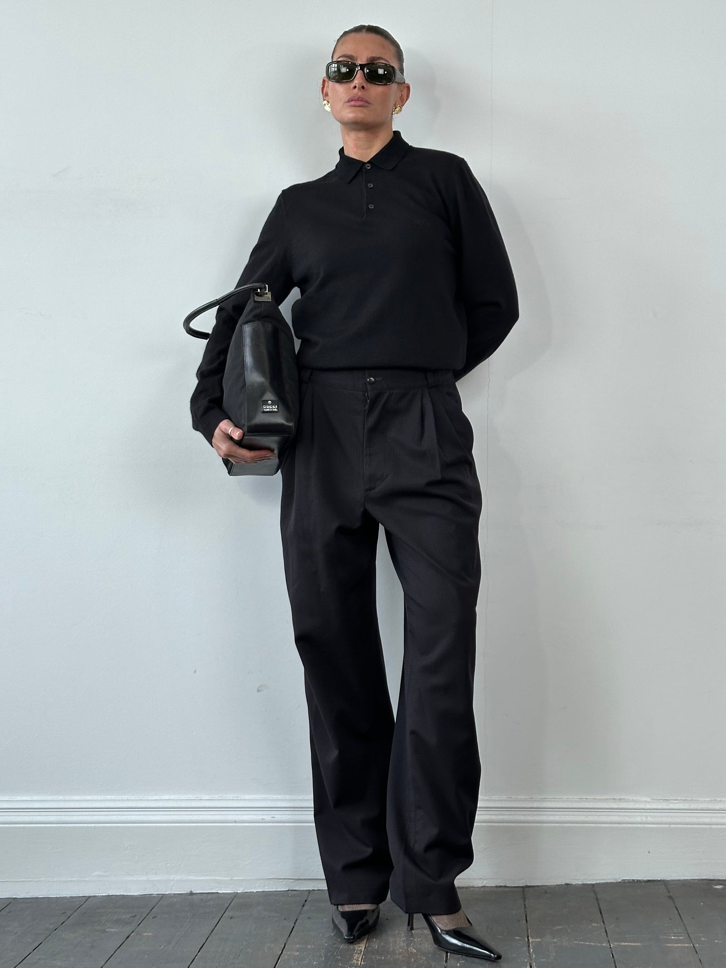 Gianni Versace 80s Pure Wool Tapered Leg Tailored Trousers - W30