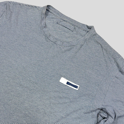 Prada Sport 2009 Blue Logo Tab Striped LS T-shirt - L