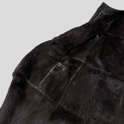 Versace VJC 90’s Leather Fur Sheepskin Afghan Coat - M | Default Title, Black