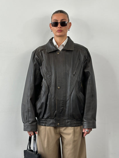Vintage Leather Blouson Bomber Jacket - XL