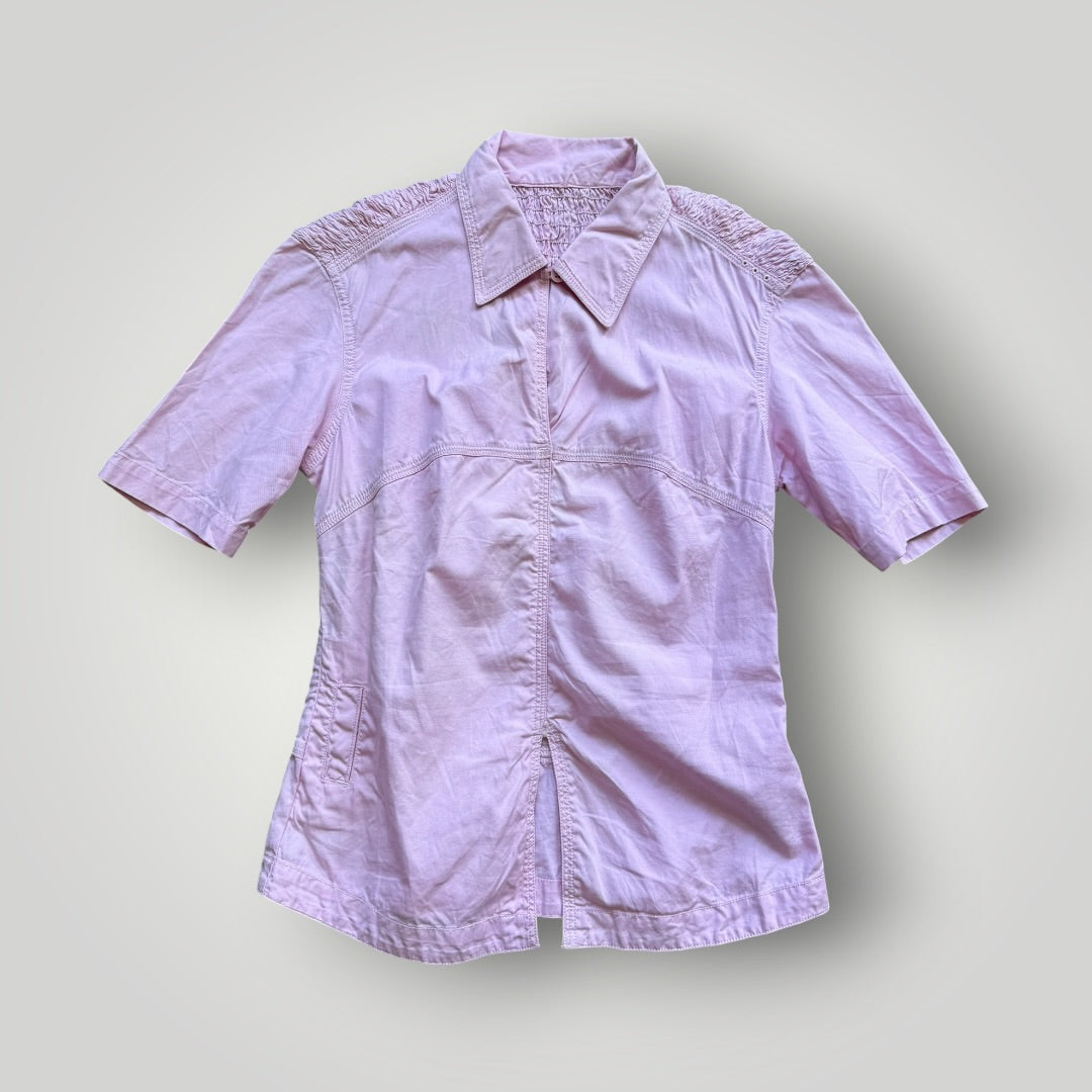 2000's Maharishi Crinkle Back Top UK8 | O/S, Light Pink