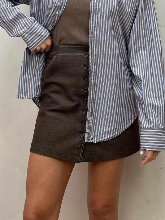 Vintage Contrast Stitch A-Line Skirt - W25