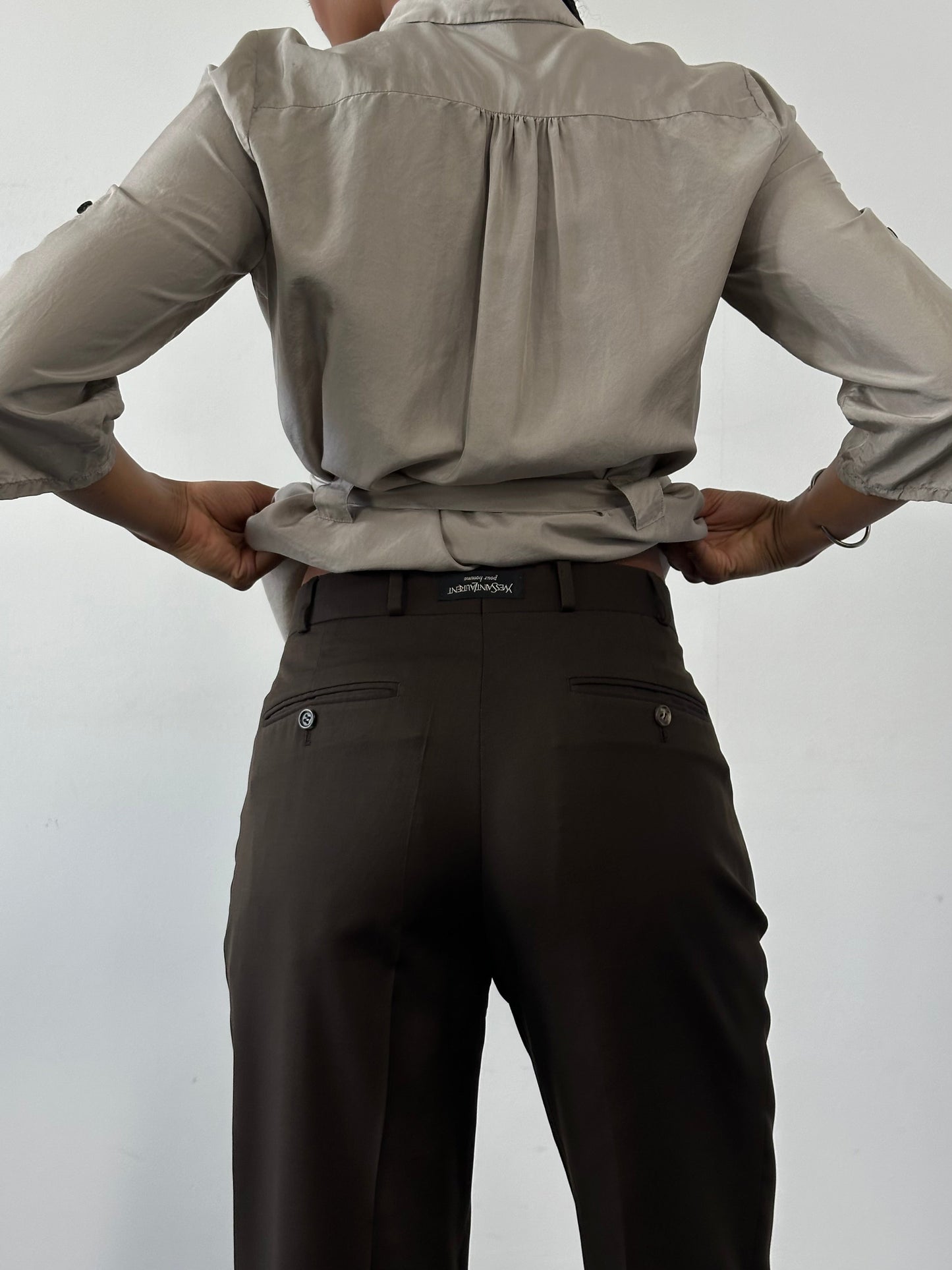 Yves Saint Laurent Pour Homme 1990s Pure Wool Tailored Trousers - W28