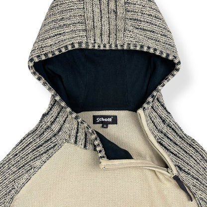 2000's Schott Asymmetric Zip Knitted Balaclava Hoodie (XL) | Default Title, Black