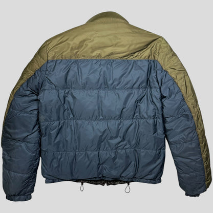 Prada Milano 2012 Leather Reversible Triangle Logo Nylon Puffer Jacket - L