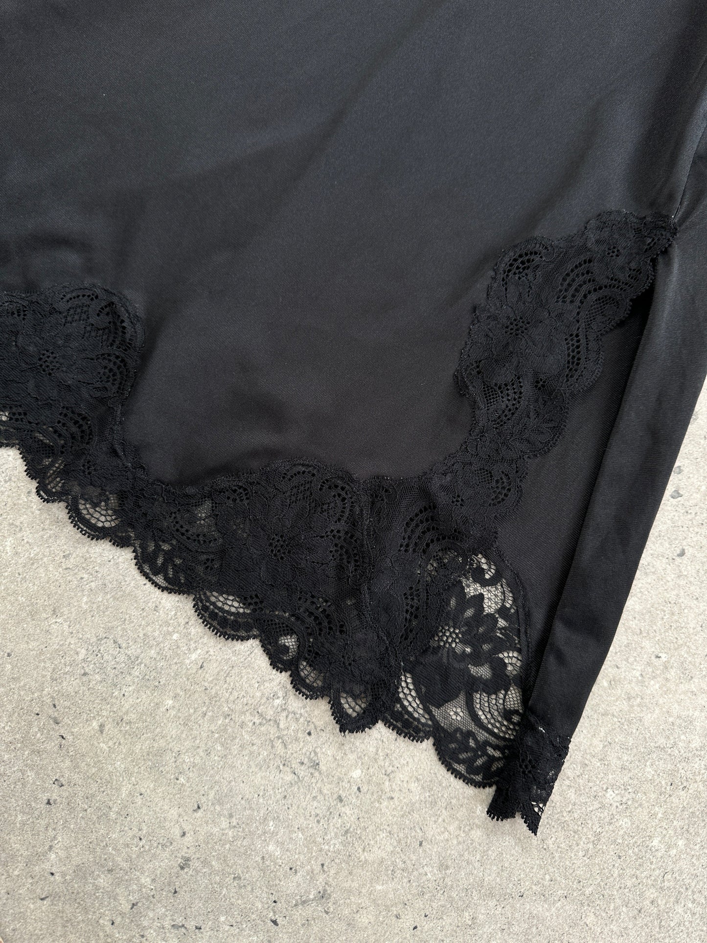 Vintage 2000s Lace Side Split Mini Slip Dress - S