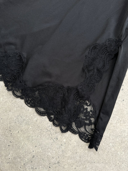 Vintage 2000s Lace Side Split Mini Slip Dress - S