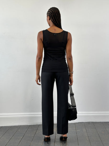 Giorgio Armani 2000s Sheer Ribbed Vest Top - M