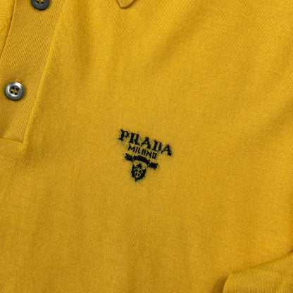 Prada Milano 2022 Yellow Virgin Wool Light Collared Logo Knit - S/M | Default Title, Yellow