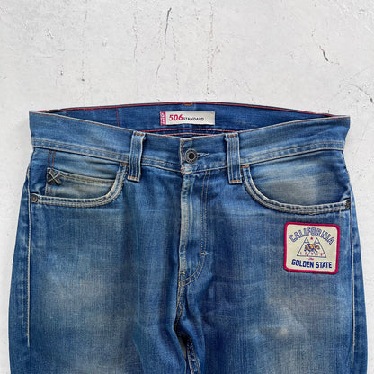 vintage 506 levis patchwork jeans | Blue, Medium Blue