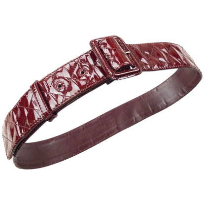 Vintage 2000s Burberry Quilted Patent Leather Belt Size L | O/S, Burgundy
