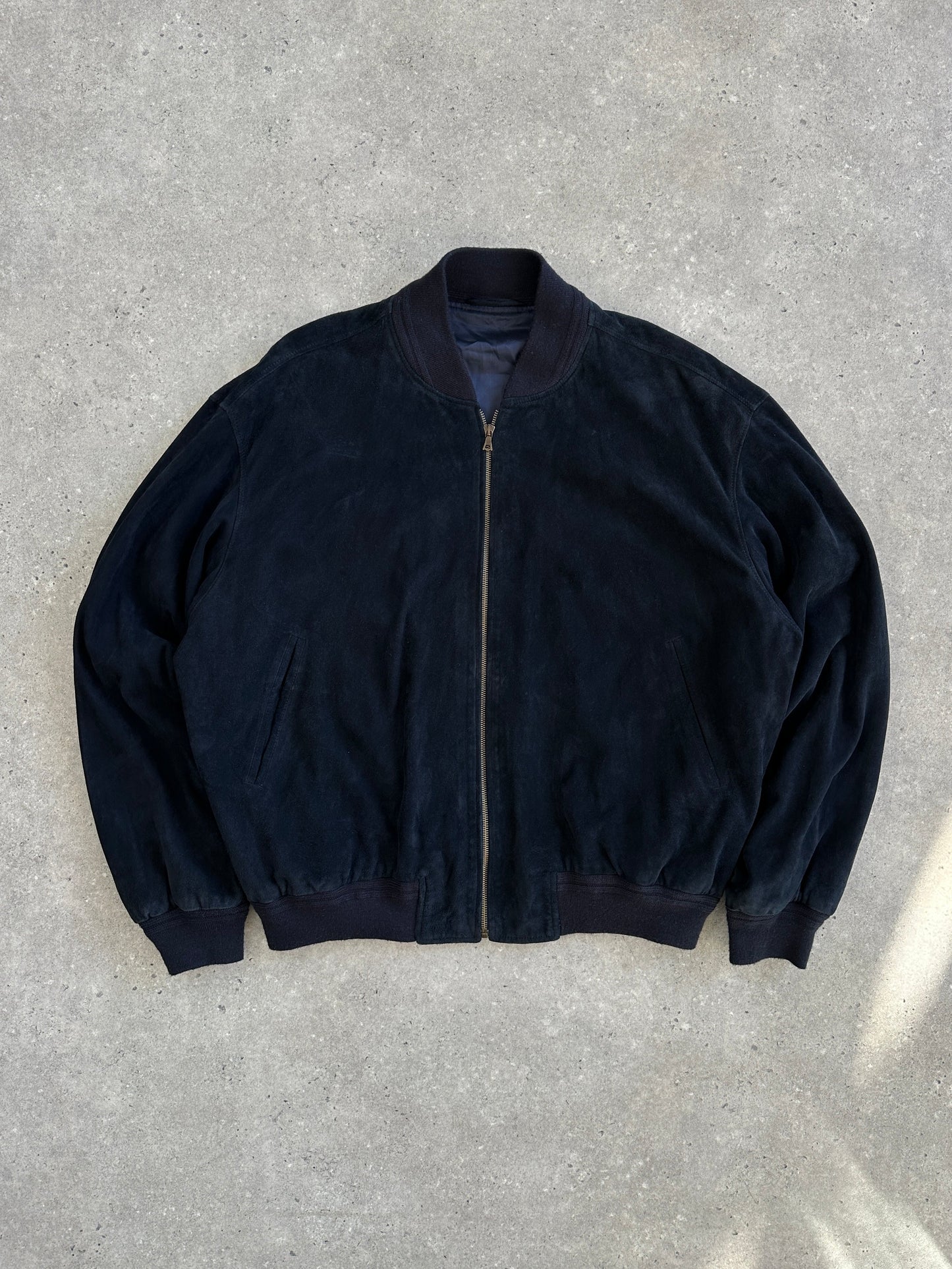 Vintage 1980s Suede Bomber Jacket - XL
