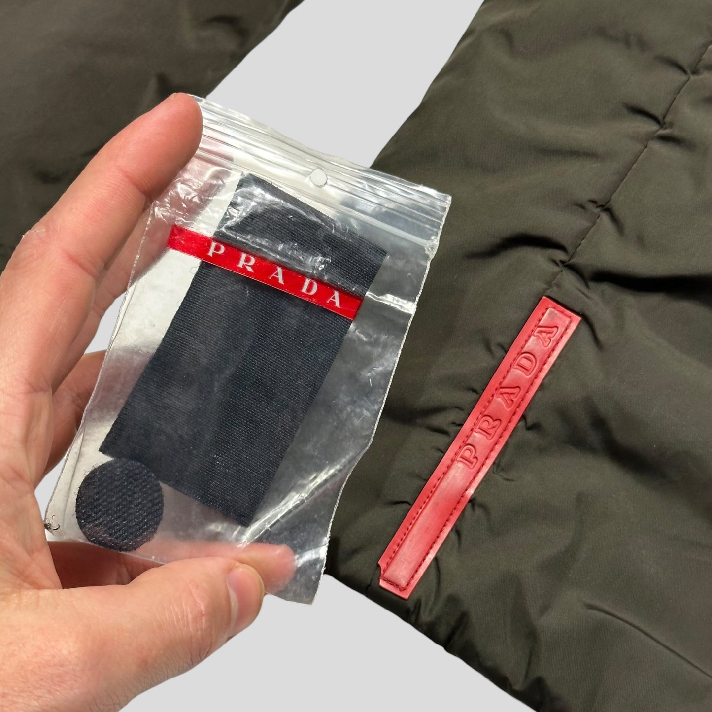 Prada Sport AW00 7 in 1 Nylon Padded Goat Fur Modular Bag Jacket - IT42 (S) | Default Title, Khaki