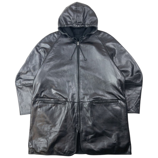 Vintage 80s Emporio Armani Zip Up Leather Jacket Size XL | XL, Black