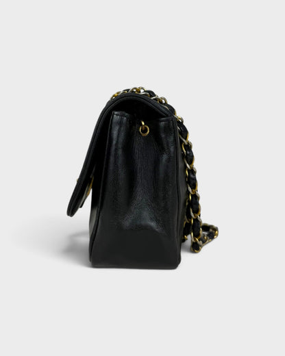 1980s Vintage Chanel Black Lambskin Diana Square Single Flap Bag 24K GHW | O/S, Multicoloured