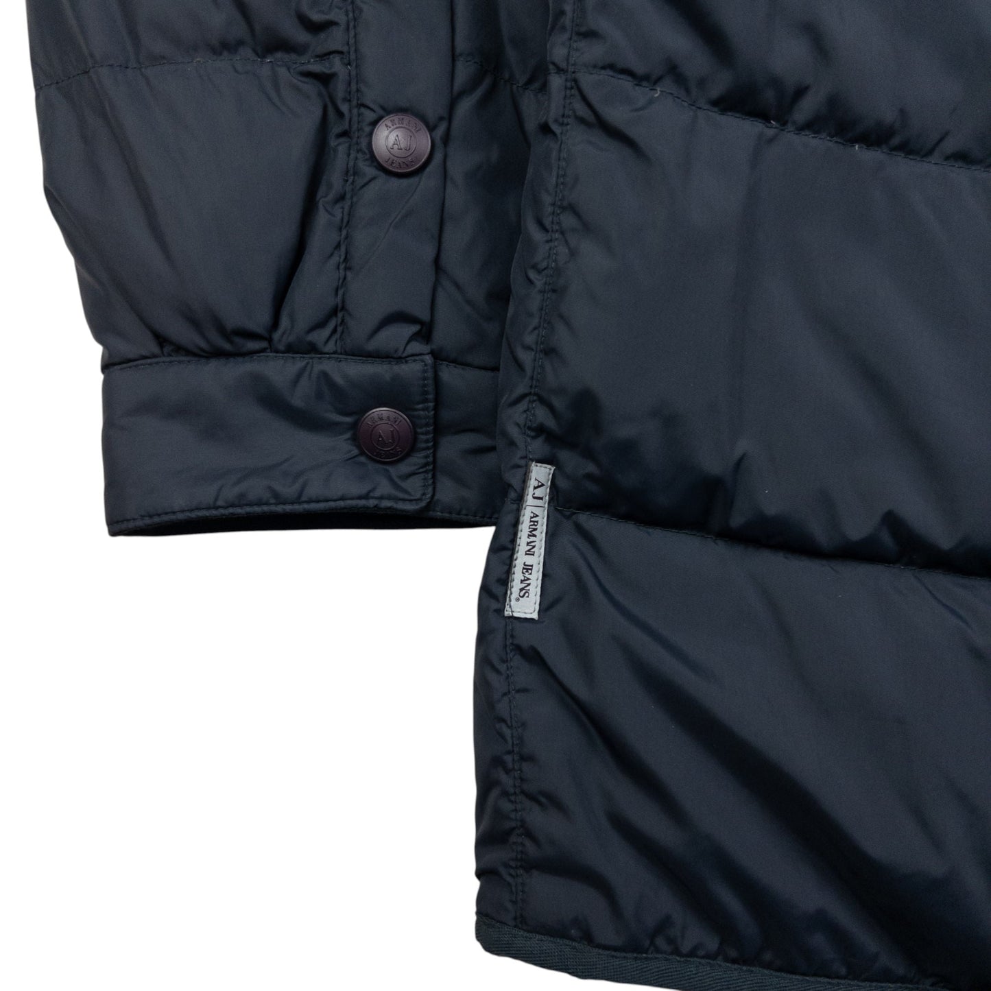 Vintage Armani Jeans Button Up Puffer Jacket Size L