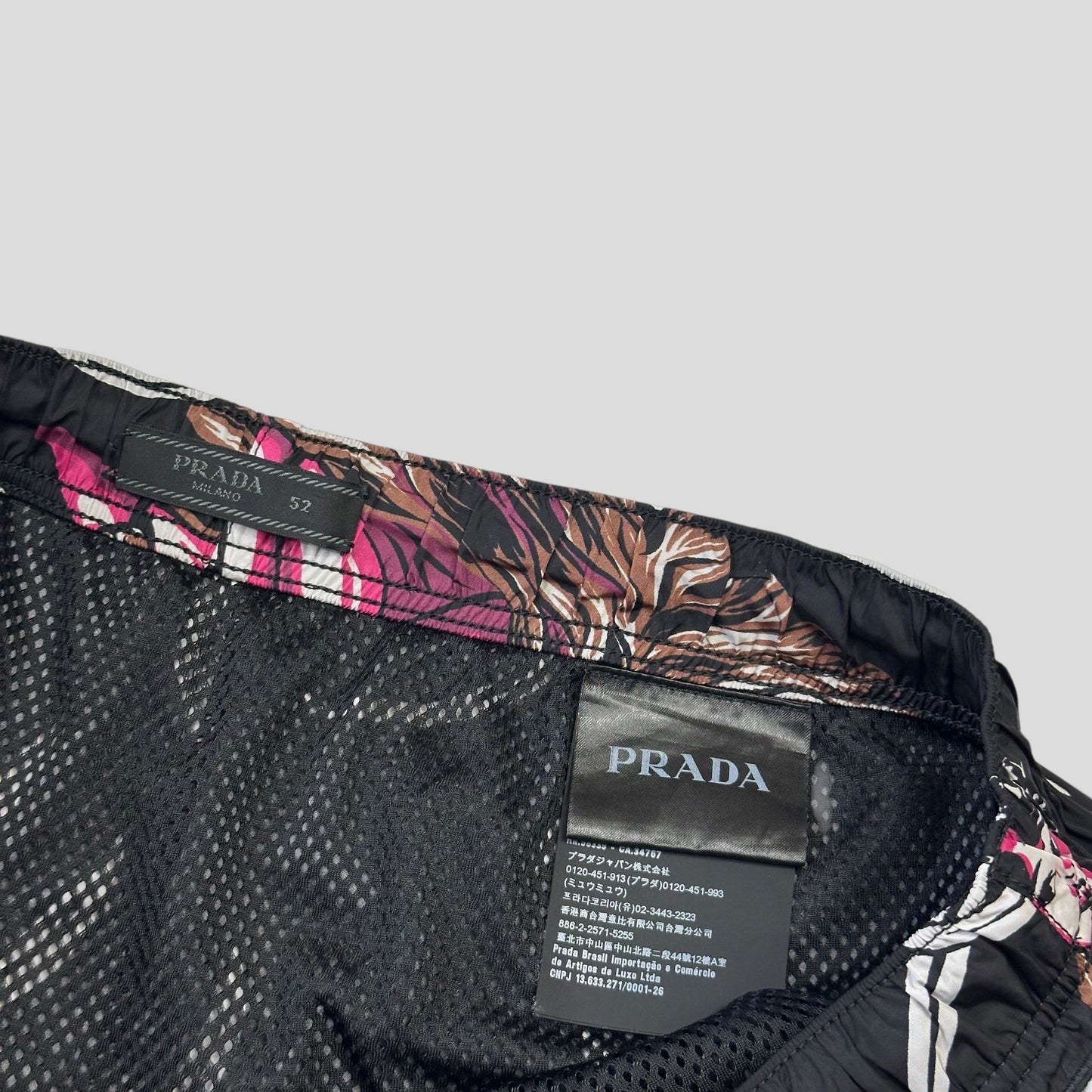 Prada Milano 2018 Hawaii Hula Girl Print Triangle Logo Board Shorts - IT52 | Default Title, Black