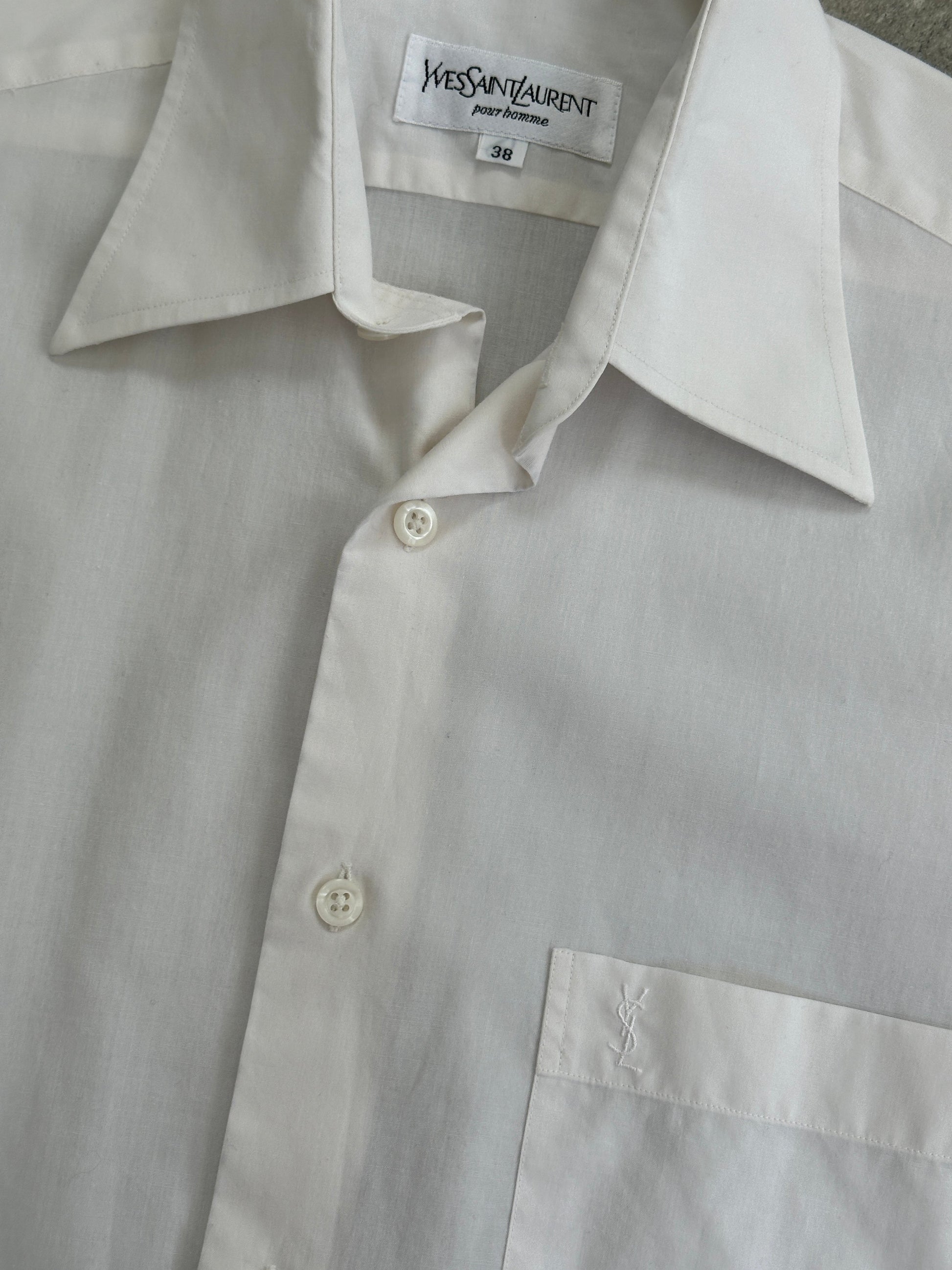 Yves Saint Laurent Pour Homme 2000s Cotton Short Sleeve Shirt - S