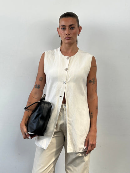 Laura Ashley Silk Linen Waistcoat - L