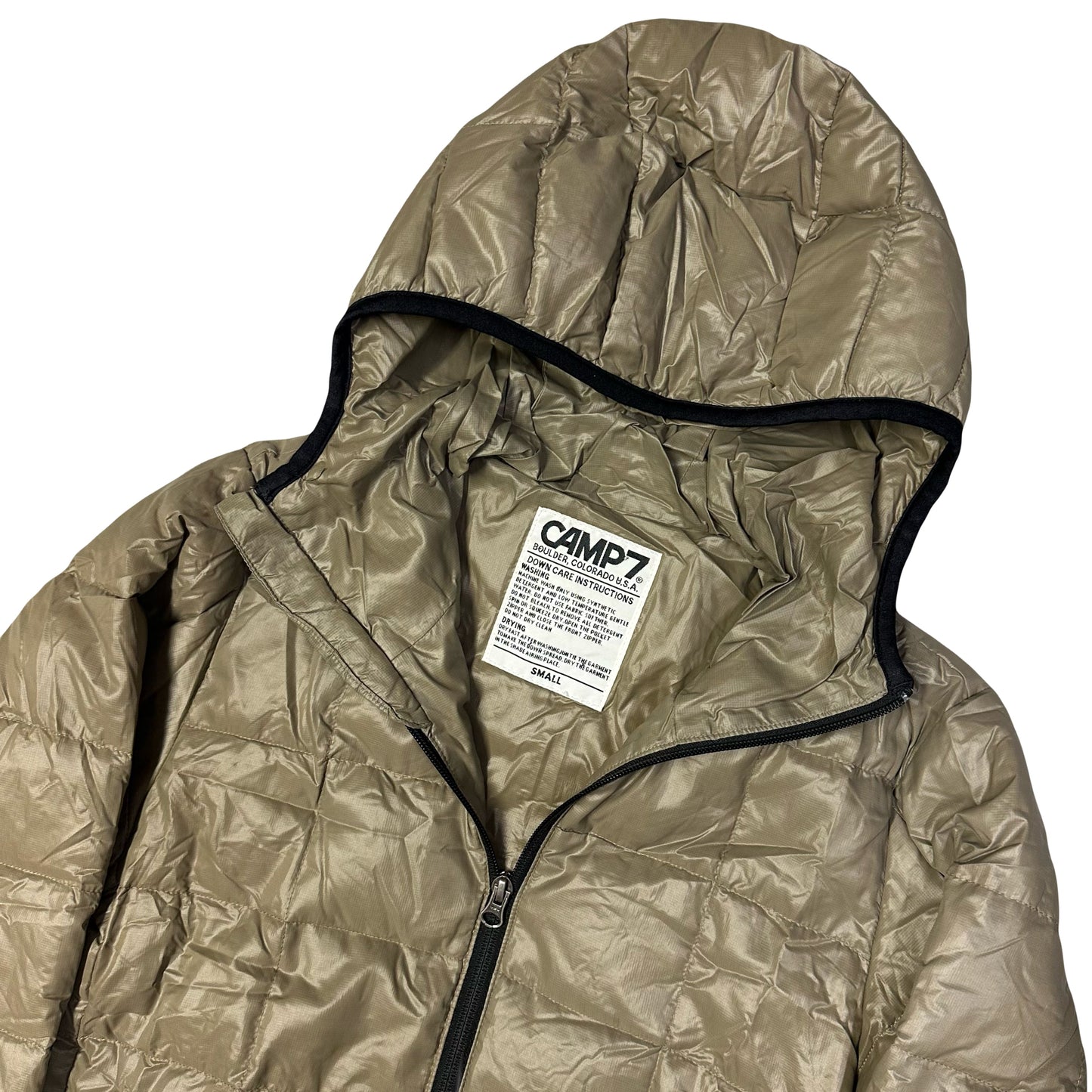 Camp 7 Square Stitch Puffer Jacket In Light Khaki Green (S) | Camp 7, Green