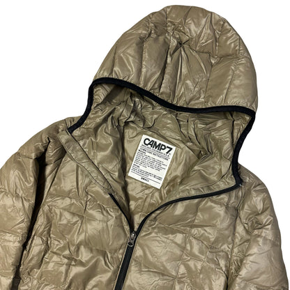 Camp 7 Square Stitch Puffer Jacket In Light Khaki Green (S) | Camp 7, Green