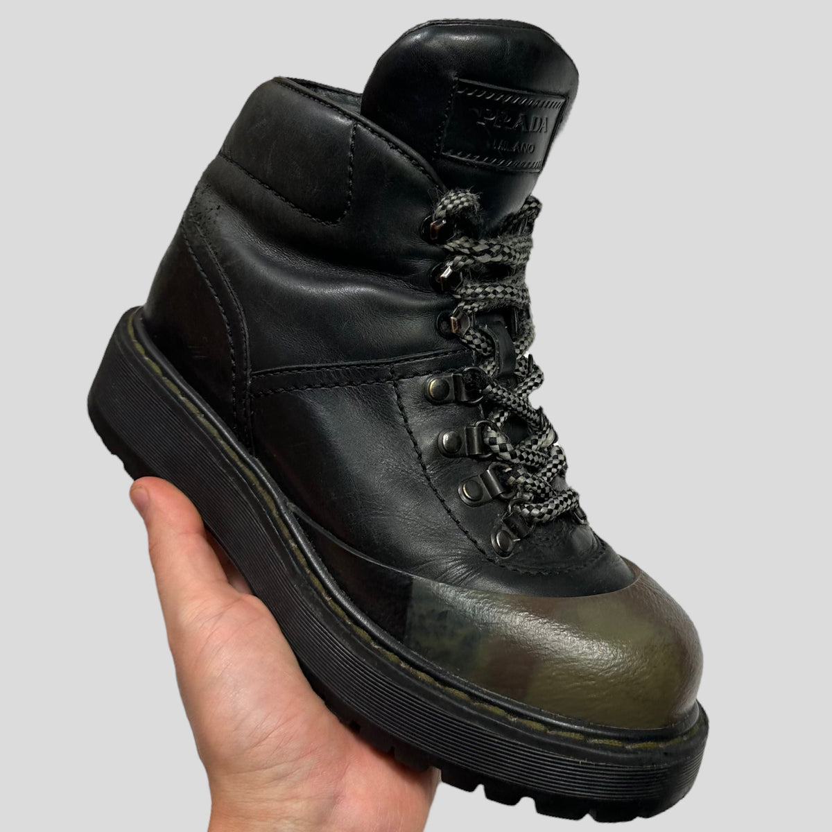 Prada Milano Leather Combat Boots - UK4.5/5 | O/S, Camo