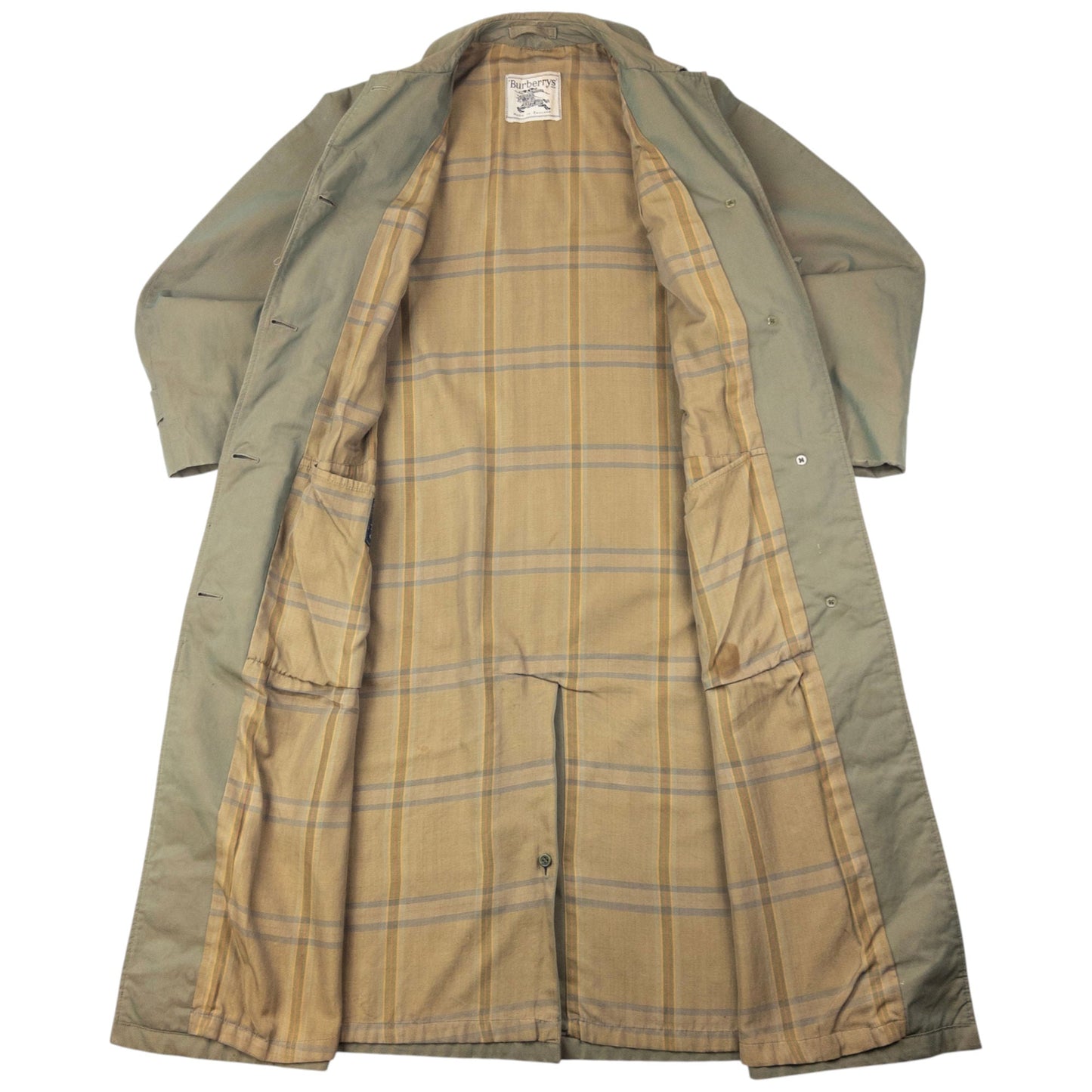 Vintage 80s Burberry Commander II Nova Check Lined Trench Jacket Size XL
