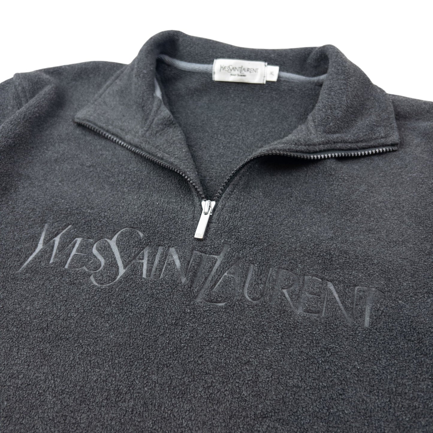 Vintage 2000s YSL Yves Saint Laurent Q Zip Fleece Sweatshirt Size M | Medium, Grey