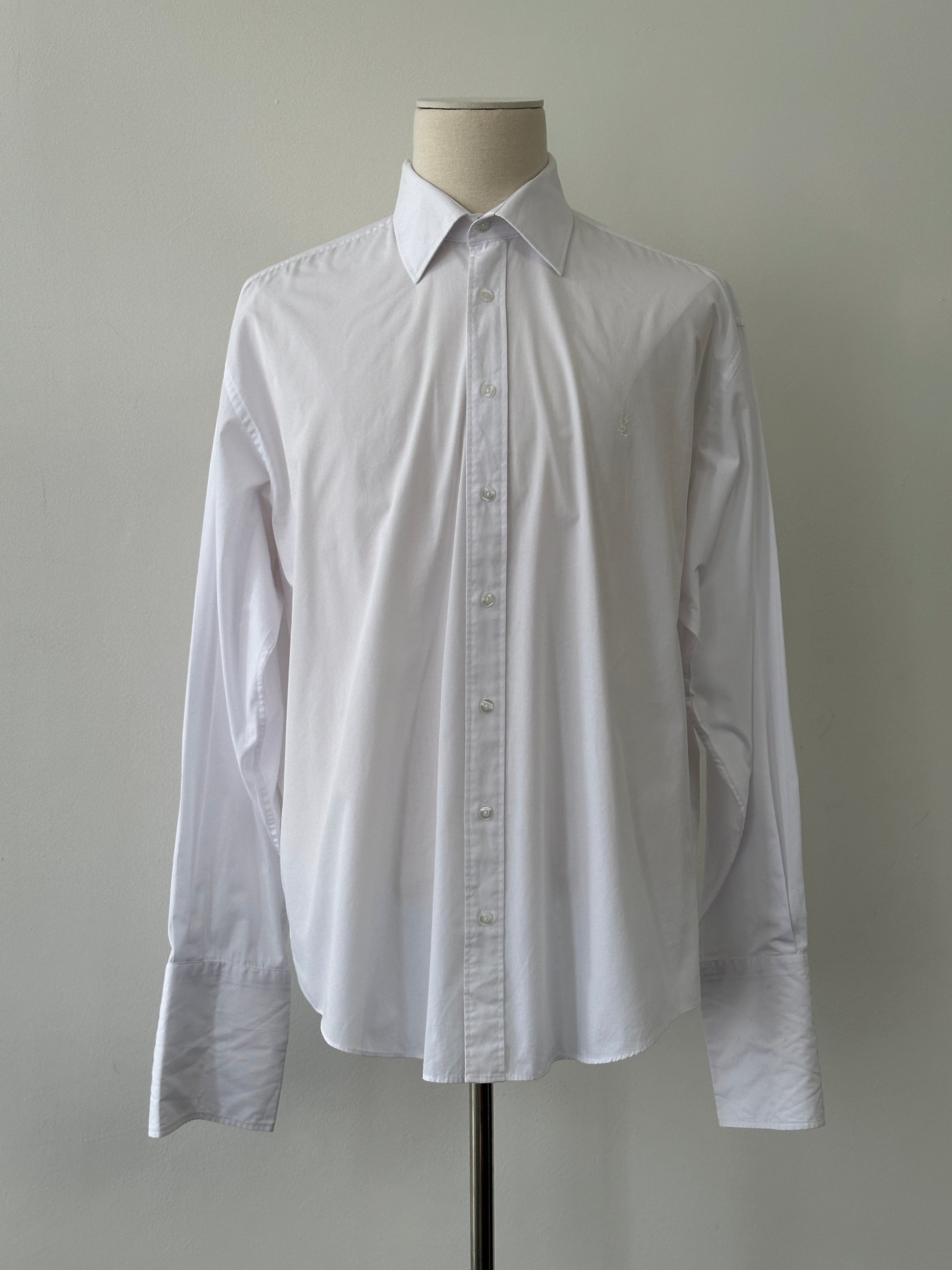Yves Saint Laurent Pour Homme 1990s Cotton Logo Dress Shirt - XL