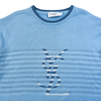Vintage 2000s YSL Yves Saint Laurent Knit Jumper Size L | Large, Blue