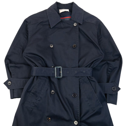 Vintage 80s YSL Yves Saint Laurent Belt Waist Trench Jacket Womens Size XL | XL, Navy
