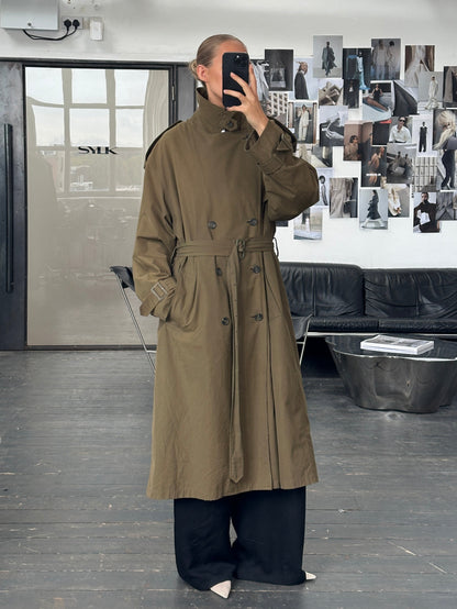 London Fog 1980s High Neck Belted Trench Coat - XXL