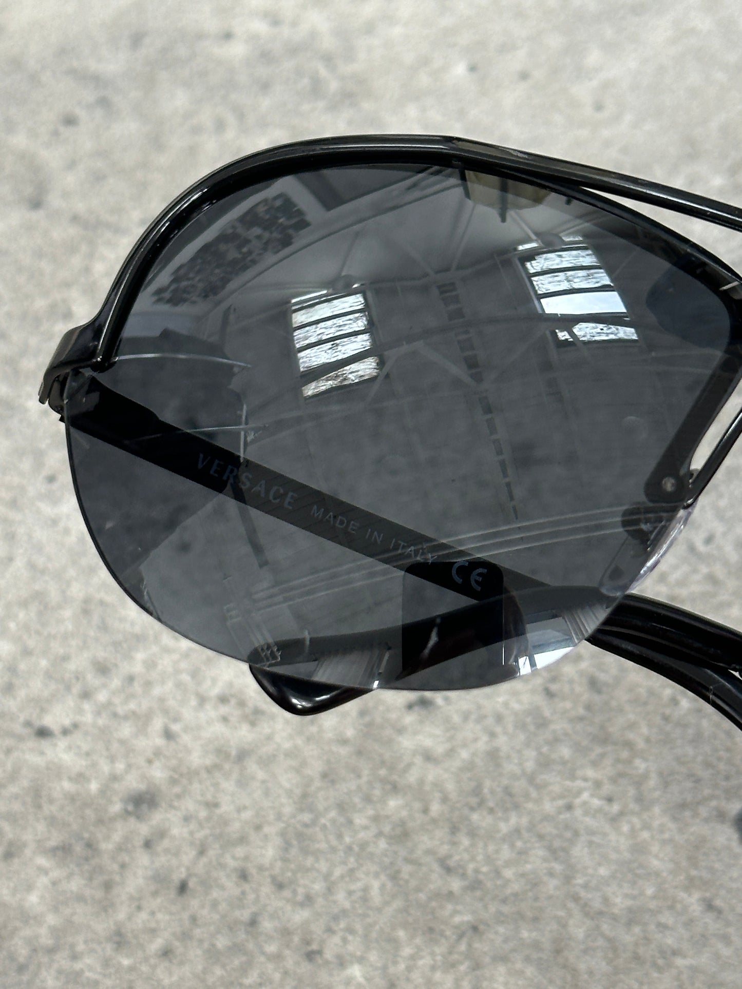 Versace 2000s Shield Aviator Logo Sunglasses