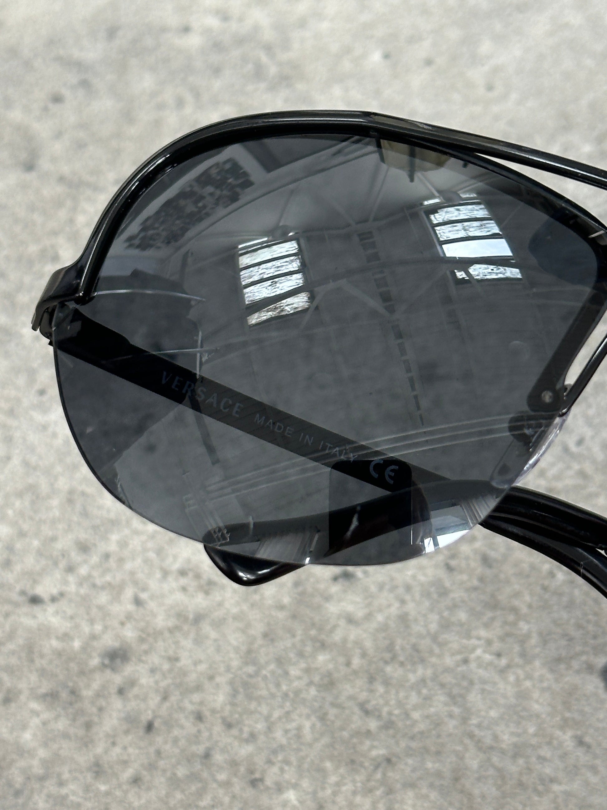 Versace 2000s Shield Aviator Logo Sunglasses