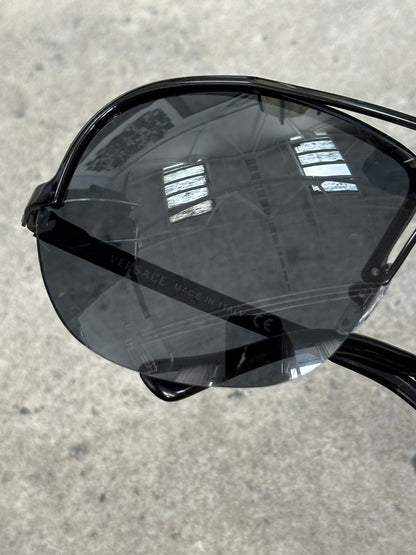 Versace 2000s Shield Aviator Logo Sunglasses