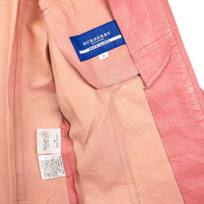 Vintage Burberry Blue Label Zip Up Leather Jacket Womens Size S