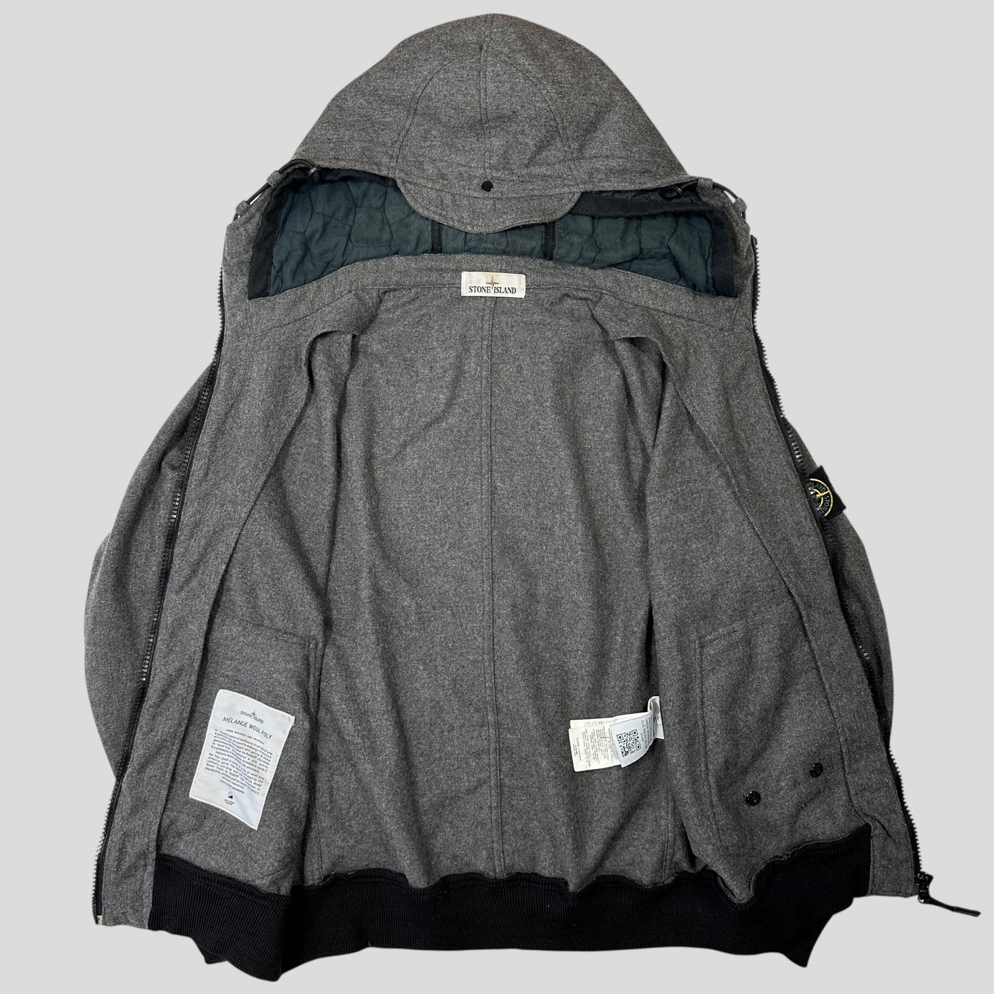 Stone Island AW14 Mélange Wool Poly Double Hood Jacket - L | Default Title, Grey