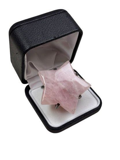 Gary Holder London 2000s Sterling silver rose quartz star ring | O/S, Rose