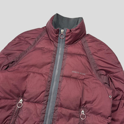 Armani Jeans 00’s Opaque Burgundy Nylon Down Puffer Jacket - L