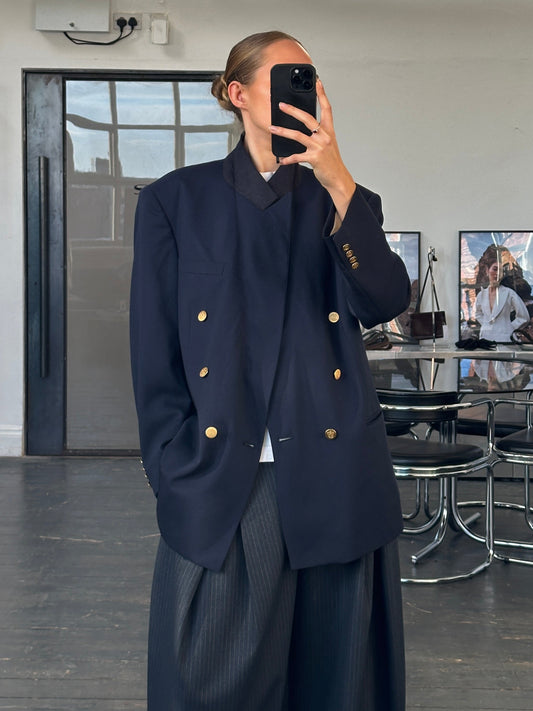 Christian Dior Monsieur 1980s Bespoke Button Double Breasted Blazer - 44R/XL